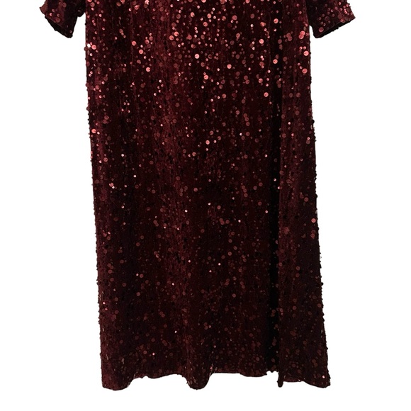 NEW MODA SELVIM Burgundy Allover Sequin Long Sleeve Maxi Dress - Picture 8 of 13